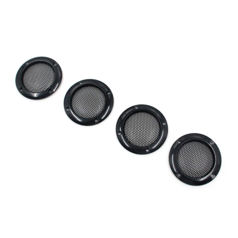 Mcredy Speaker Cover 2" Black ABS Plastic Car Speaker Grill with Metal Mesh Round Decorative Grill Protective Case with Mounting Screws for DIY Home Audio, 4 Pcs - Image 1